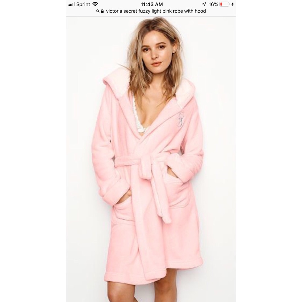 VS Pink Fuzzy Robe with hood 💋
